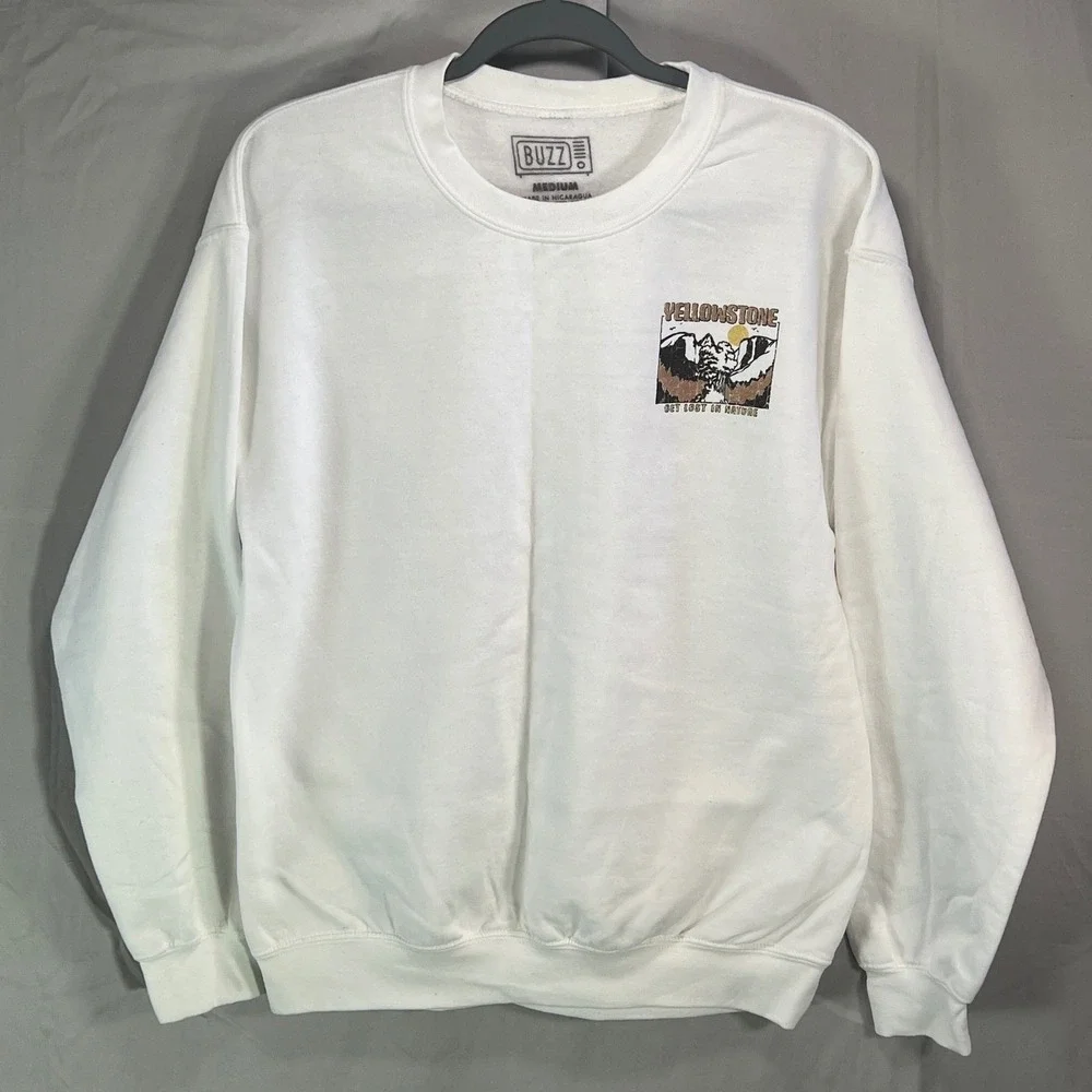 Yellowstone Graphic Sweatshirt M Get Lost in Nature Retro Outdoors Cozy Pullover - Picture 2 of 9